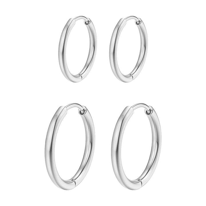 Zweier-Set Elegante Schlichte Creolen – Wasserfest