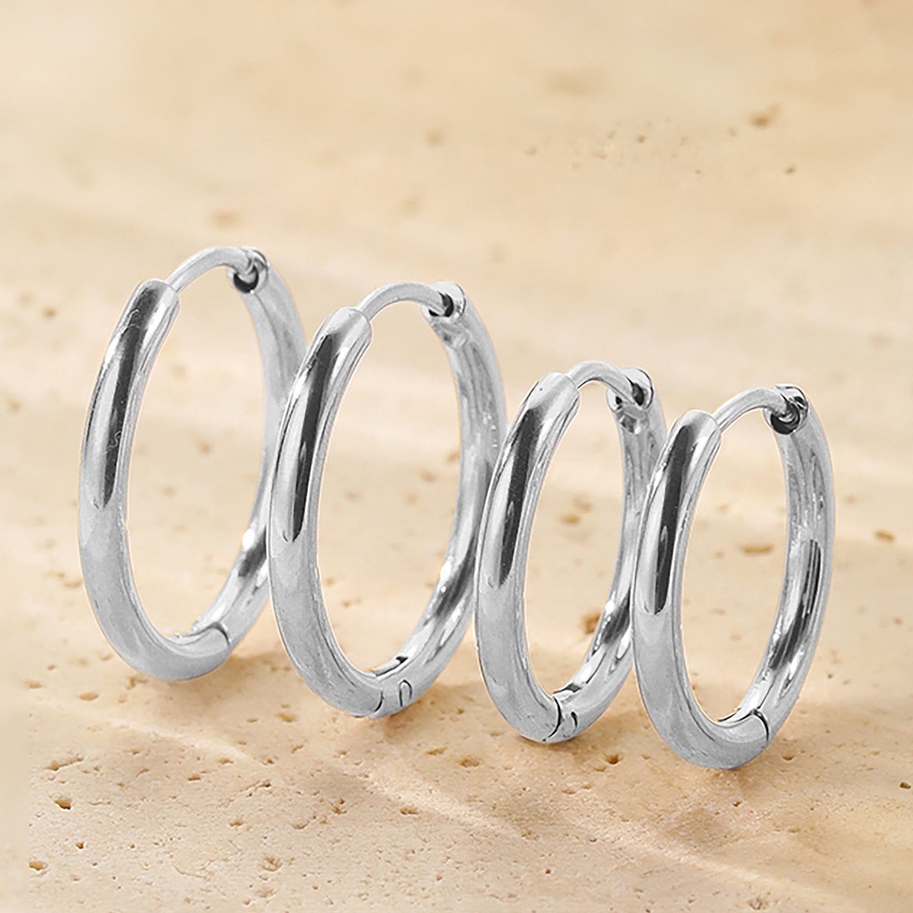 Duo Plain Hoop Earring Set Waterproof