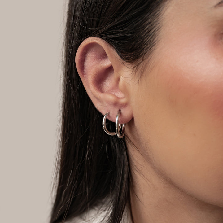 Set Boucles d’Oreilles Duo Créoles Simples Waterproof