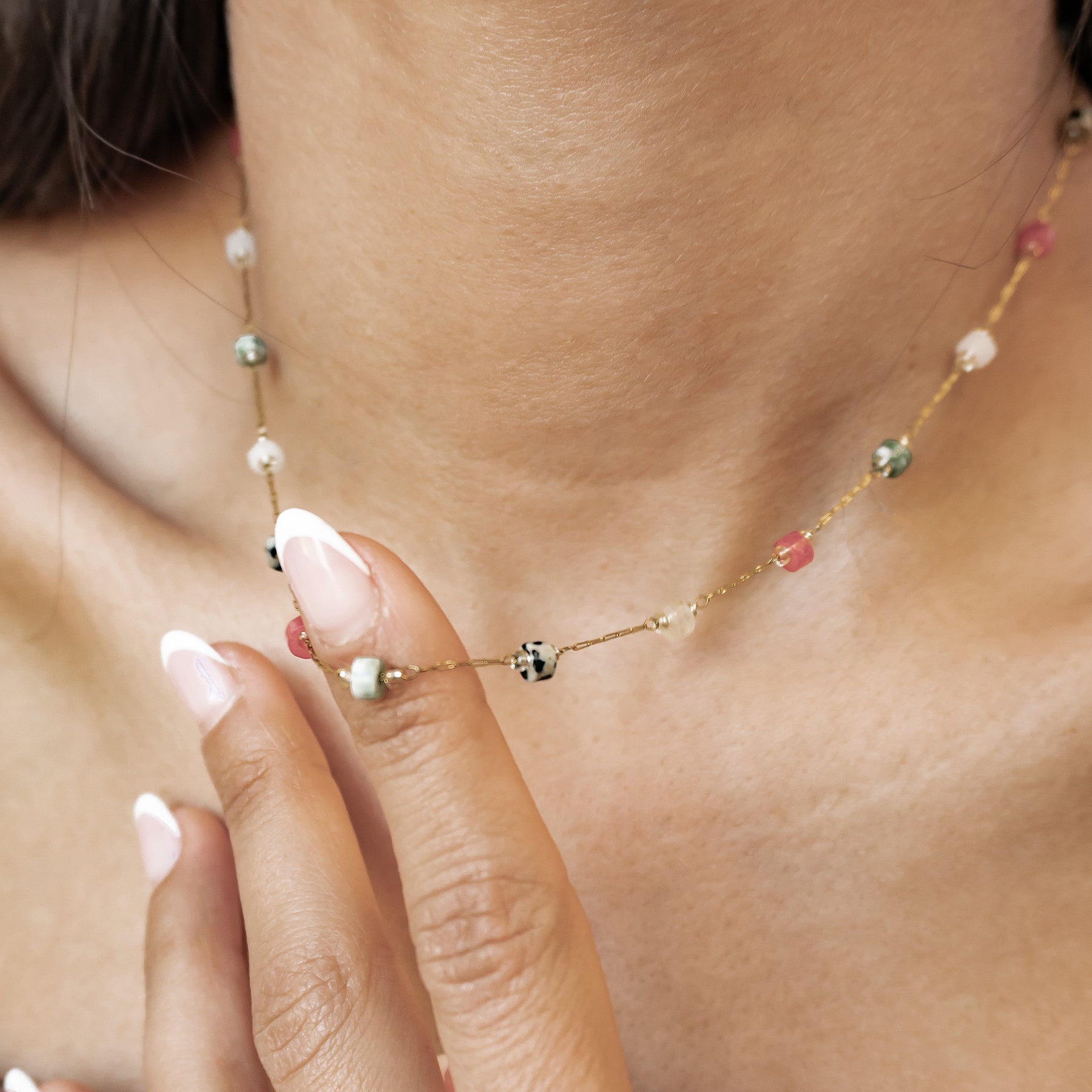 Collar Cuentas Multicolor Tonos Tierra Waterproof