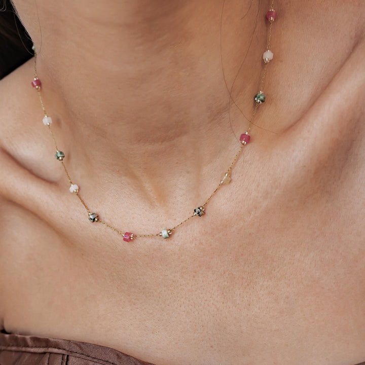 Collier Perles Multicolores Tons Terre Waterproof