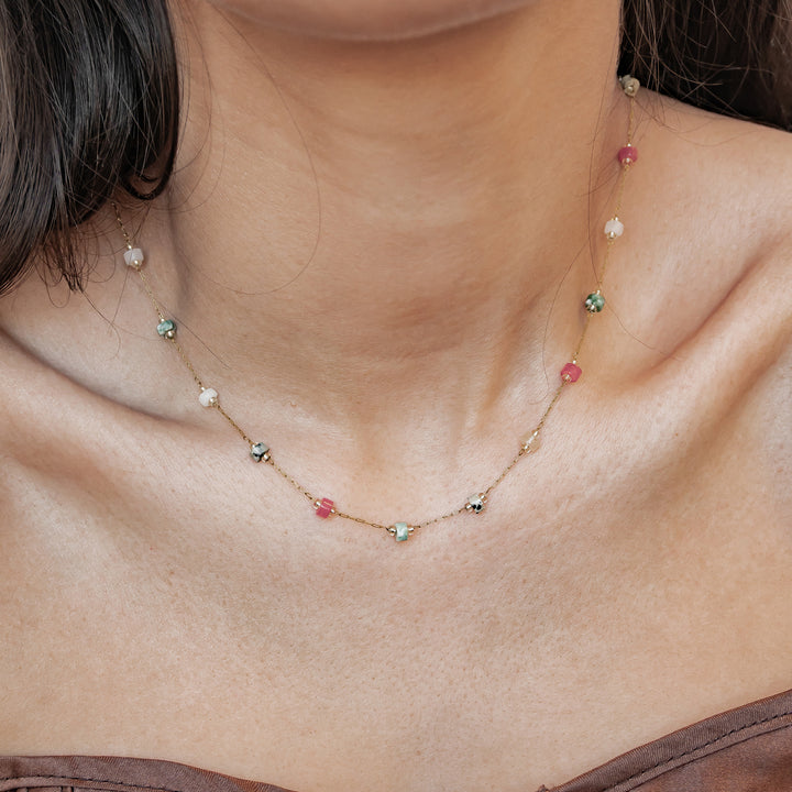 Collier Perles Multicolores Tons Terre Waterproof