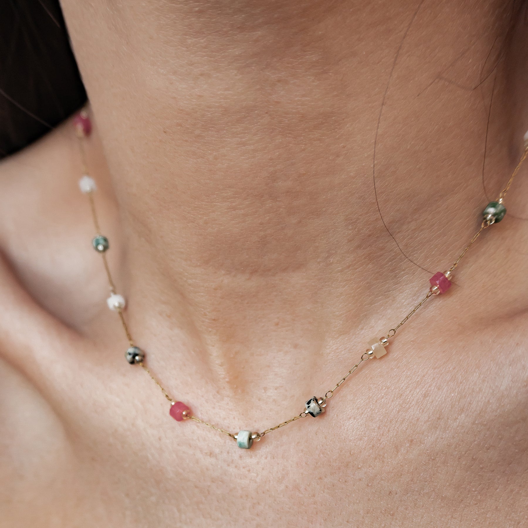Collar Cuentas Multicolor Tonos Tierra Waterproof