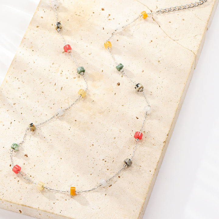 Collier Perles Multicolores Tons Terre Waterproof