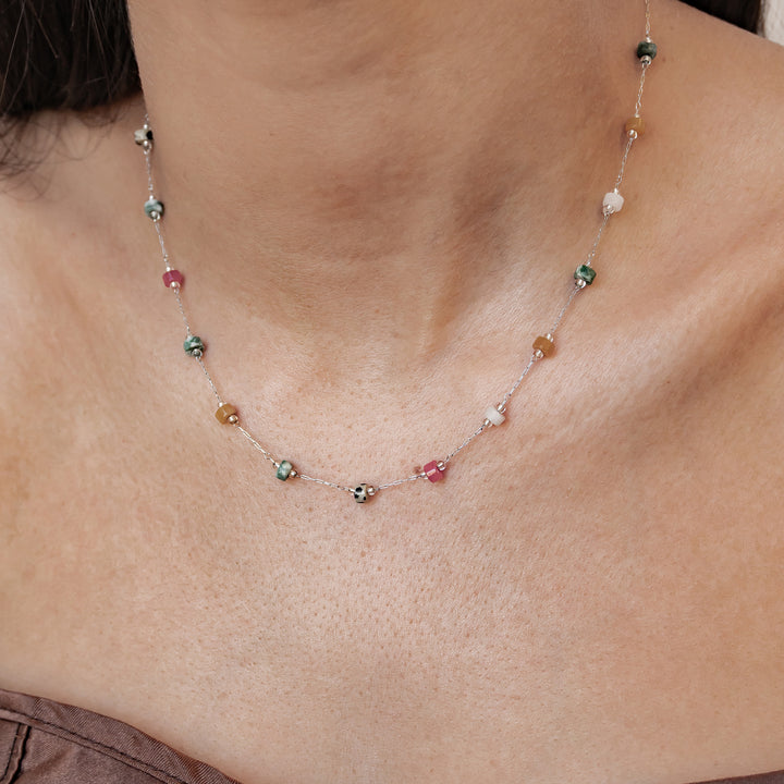 Collier Perles Multicolores Tons Terre Waterproof