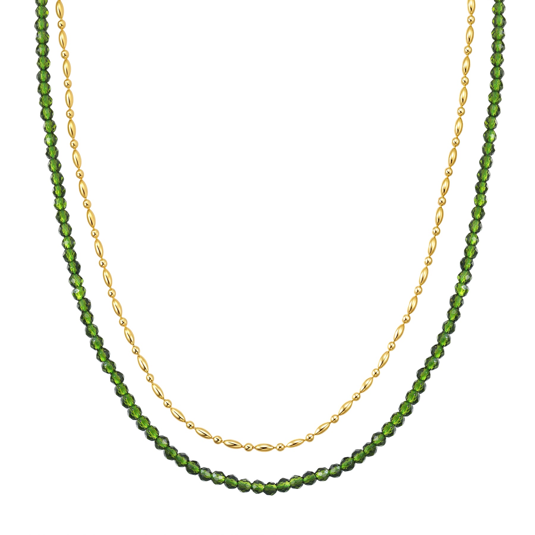 Collar Capas Cuentas Verde Esmeralda Impermeable