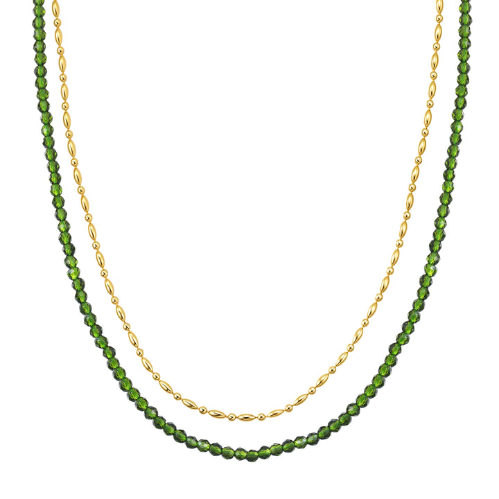 Collar Capas Cuentas Verde Esmeralda Impermeable