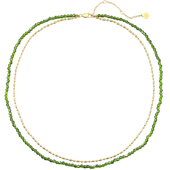 Collar Capas Cuentas Verde Esmeralda Impermeable