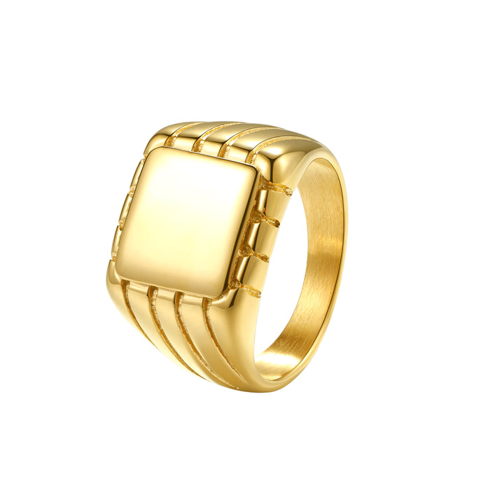Anillo Sello Cuadrado Grabado Hombre Acero Inoxidable