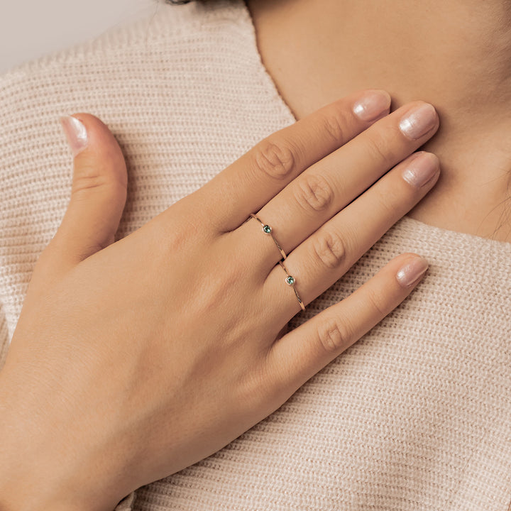 Bague Âme Éternelleen Or Massif 14 CT avec Émeraude