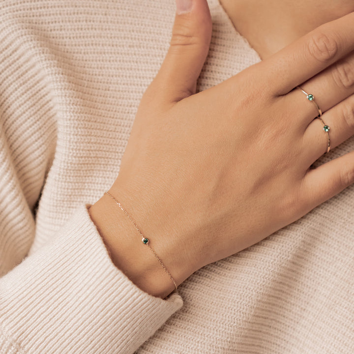 Bague Âme Éternelleen Or Massif 14 CT avec Émeraude