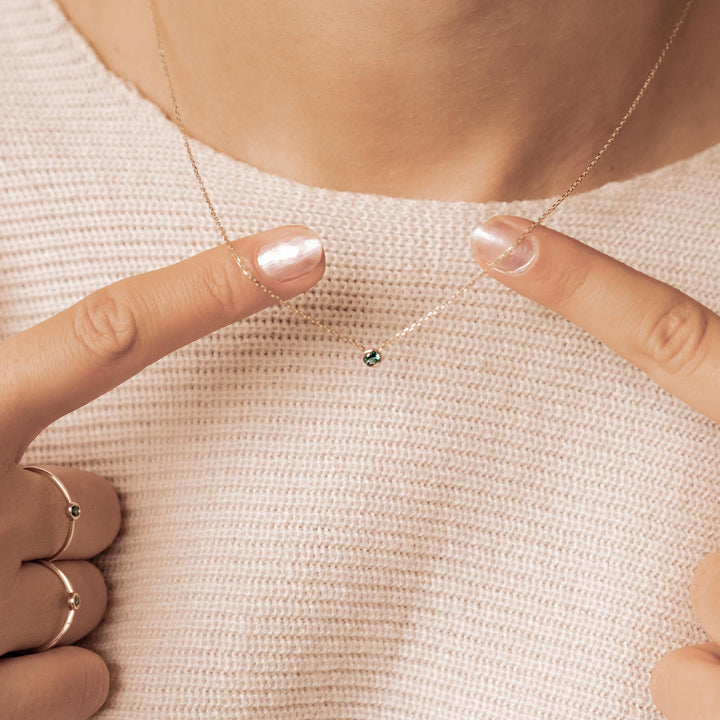 Collier Âme Éternelleen Or Massif 14 CT avec Émeraude