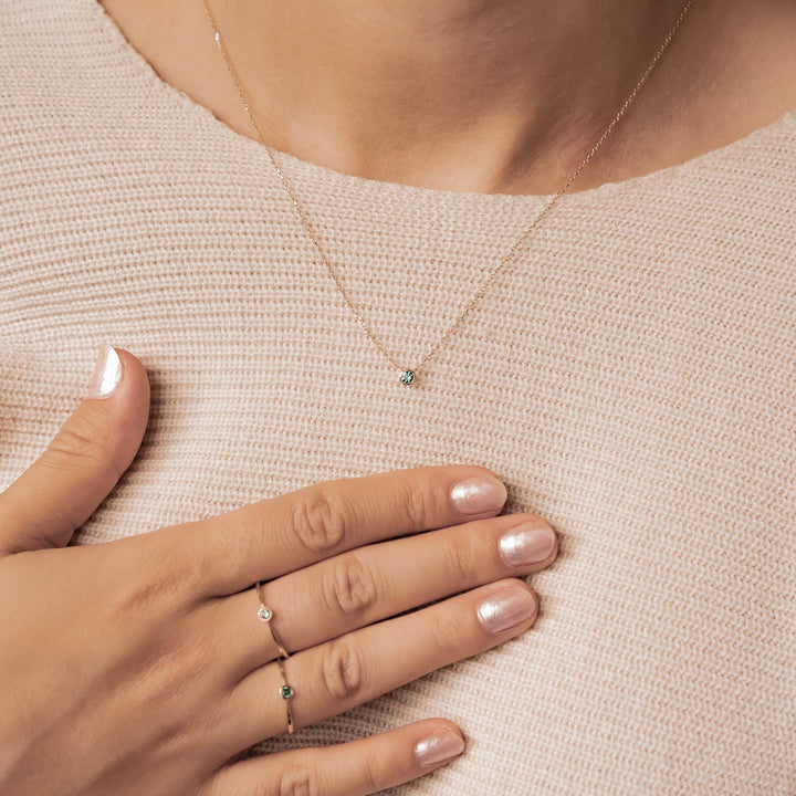 Collier Âme Éternelleen Or Massif 14 CT avec Émeraude