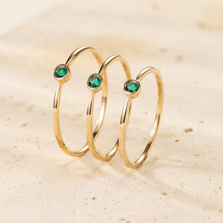 Bague Âme Éternelleen Or Massif 14 CT avec Émeraude