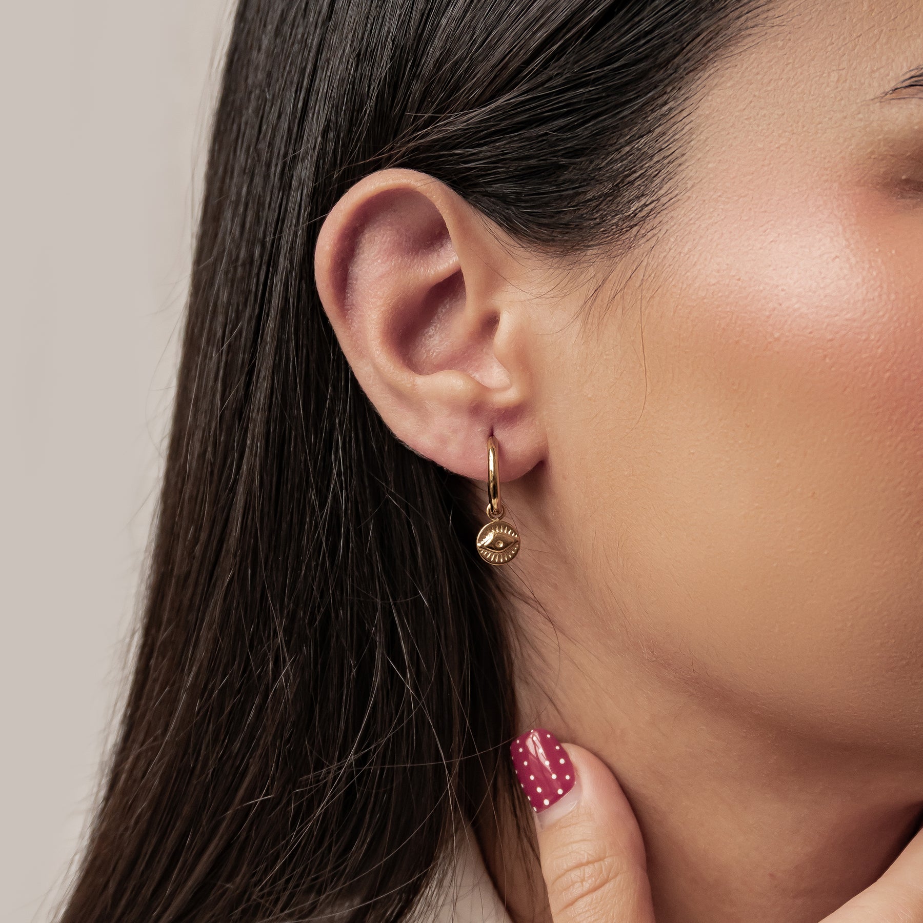 Creolen mit Evil Eye Anhänger wasserdicht