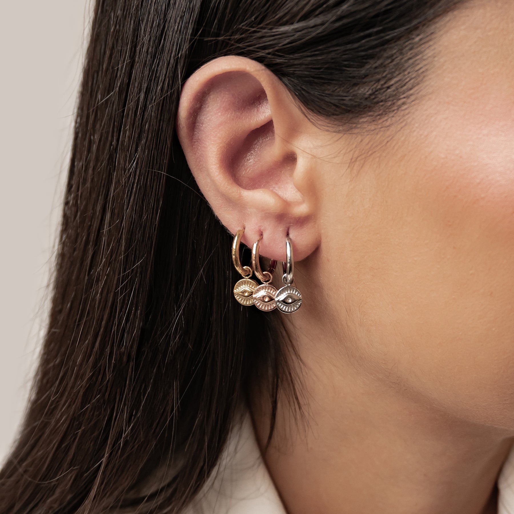 Creolen mit Evil Eye Anhänger wasserdicht