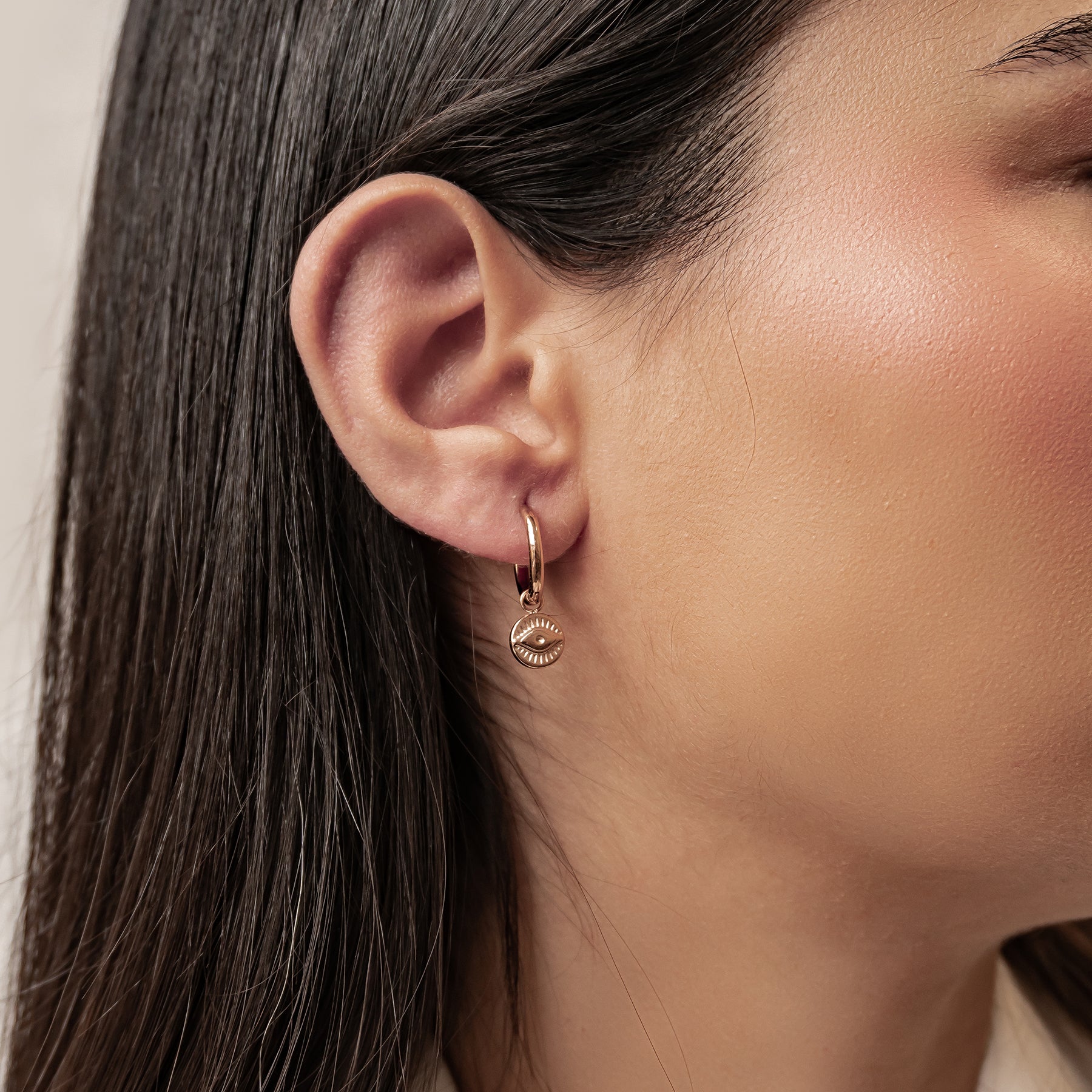 Creolen mit Evil Eye Anhänger wasserdicht