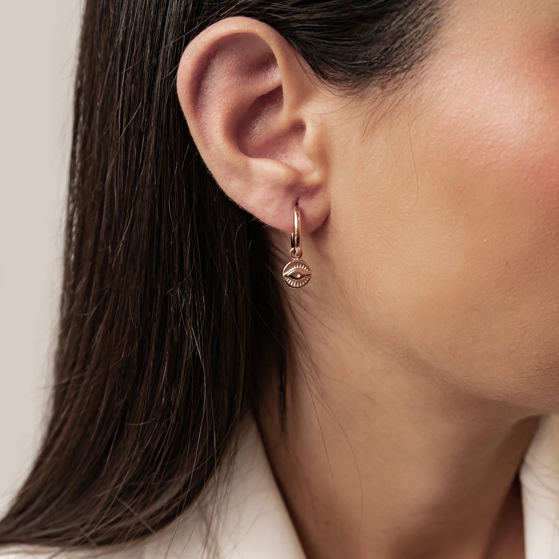 Creolen mit Evil Eye Anhänger wasserdicht