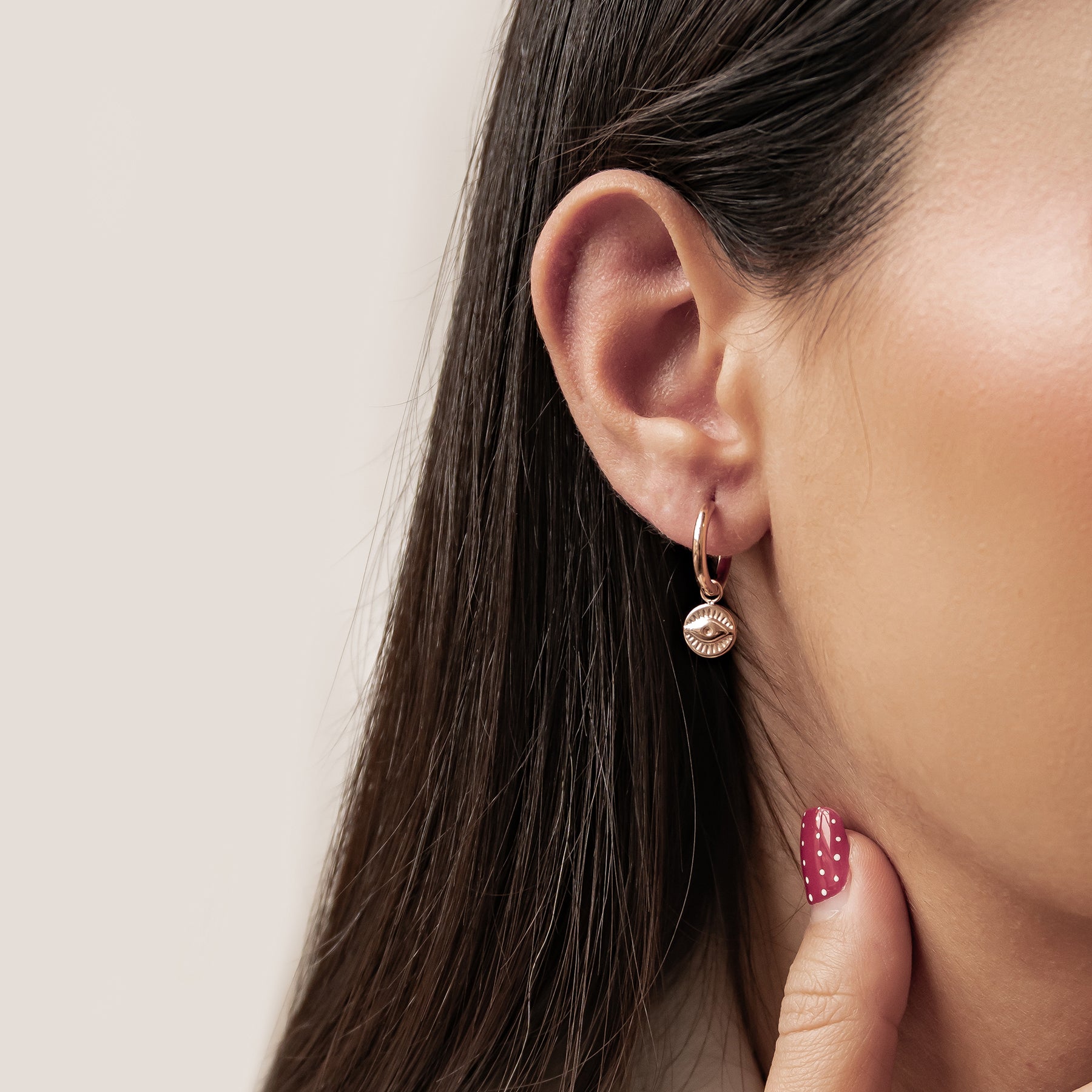 Creolen mit Evil Eye Anhänger wasserdicht