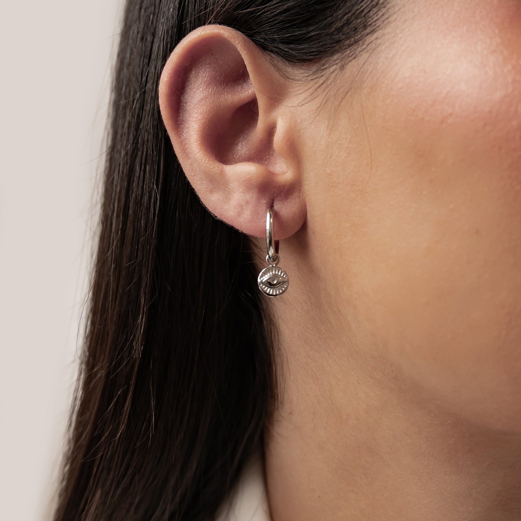 Creolen mit Evil Eye Anhänger wasserdicht