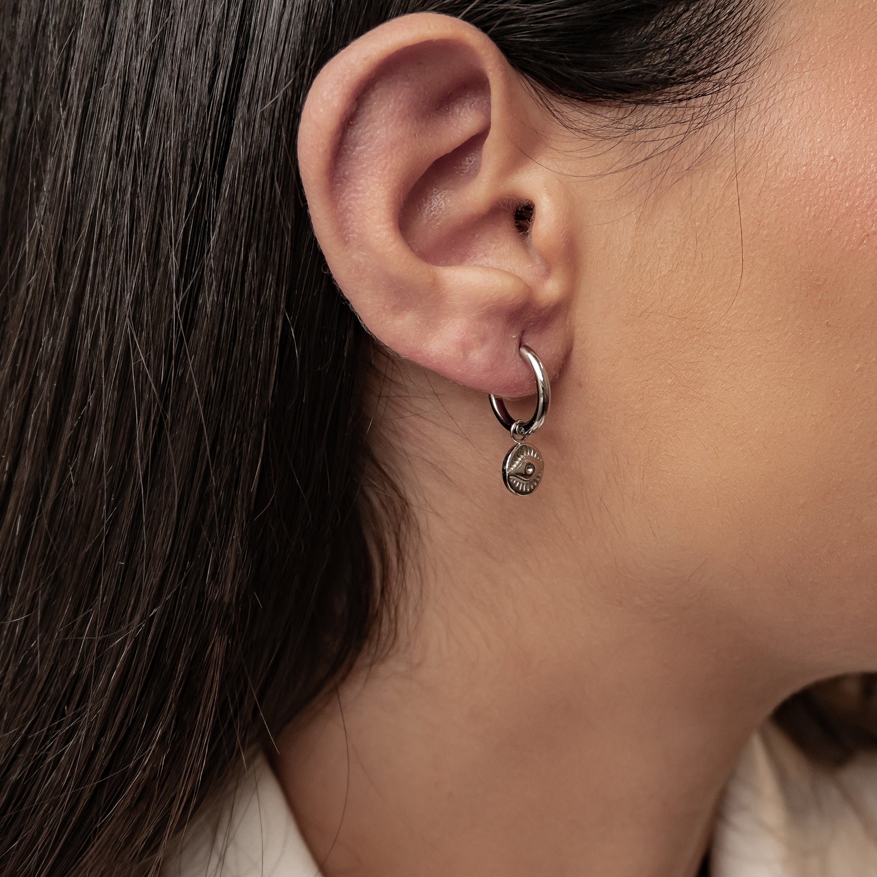 Creolen mit Evil Eye Anhänger wasserdicht