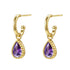Boucles d’Oreilles Creoles Birthstone Amethyste Fevrier Sterling Argent