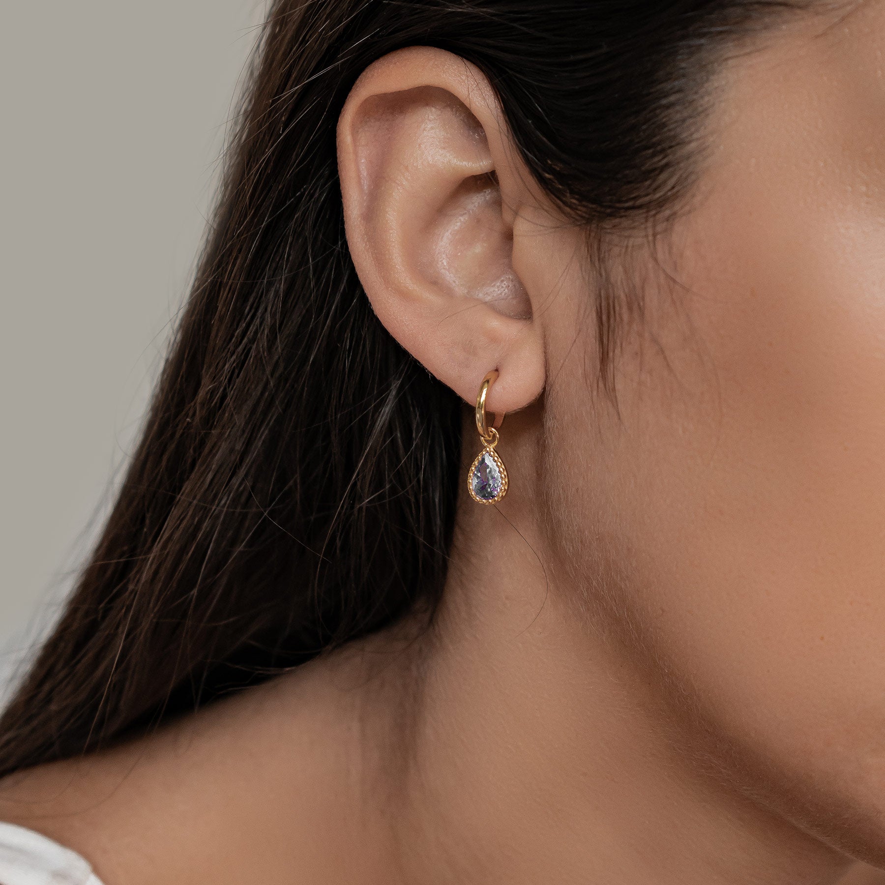 Februar Amethyst Geburtsstein Creolen Sterlingsilber