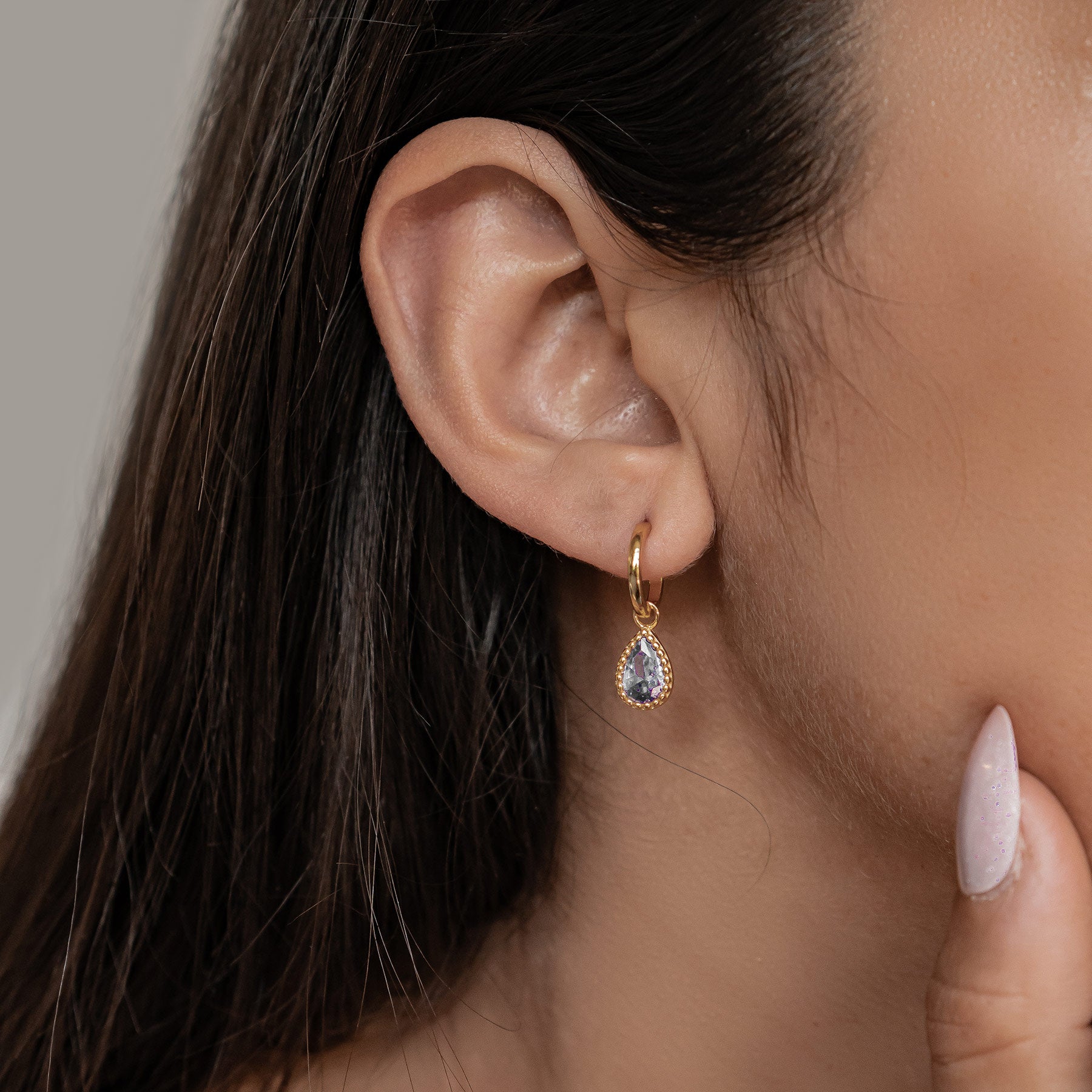 Februar Amethyst Geburtsstein Creolen Sterlingsilber