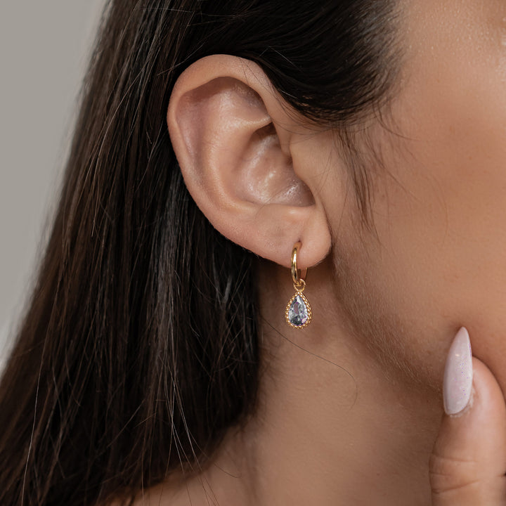 Boucles d’Oreilles Creoles Birthstone Amethyste Fevrier Argent Sterling