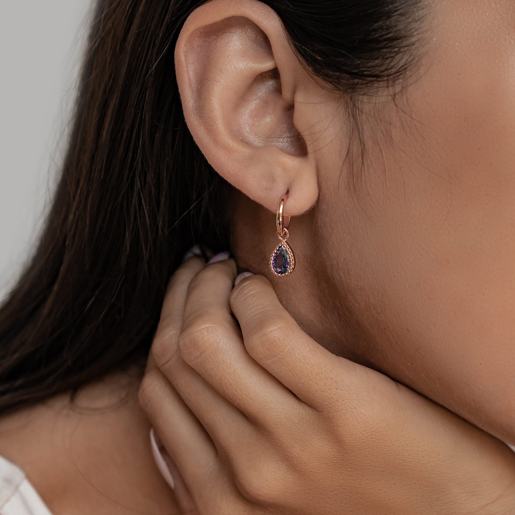 Februar Amethyst Geburtsstein Creolen Sterlingsilber