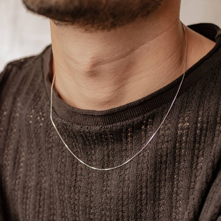 Fine Box chain necklace for men in silver, 925 sterling silver