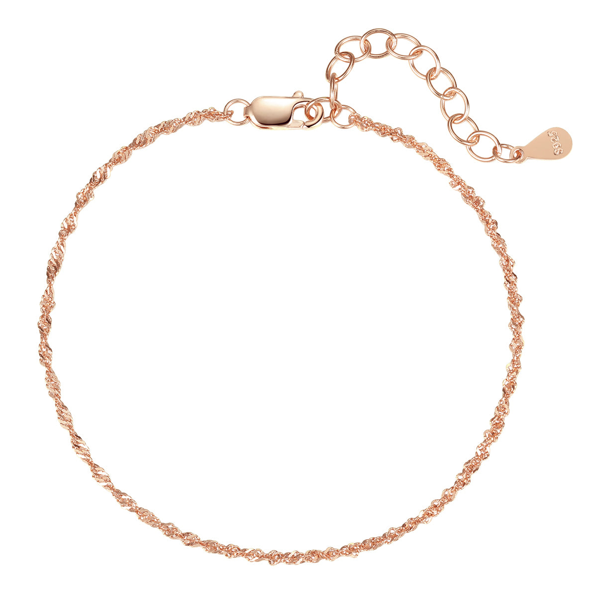 Brazalete de Cadena Fina Singapur Plata de Ley 925