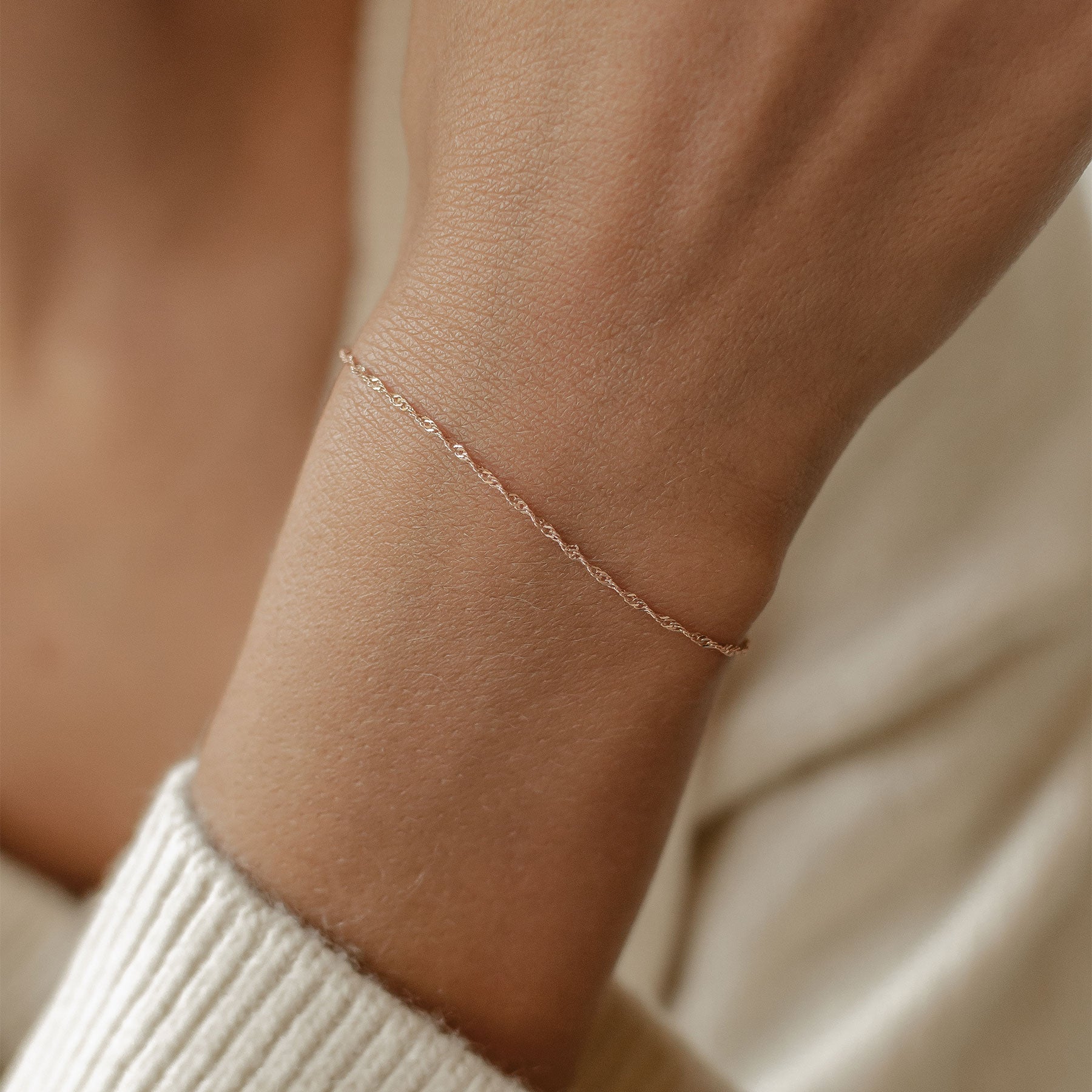 Brazalete de Cadena Fina Singapur Plata de Ley 925