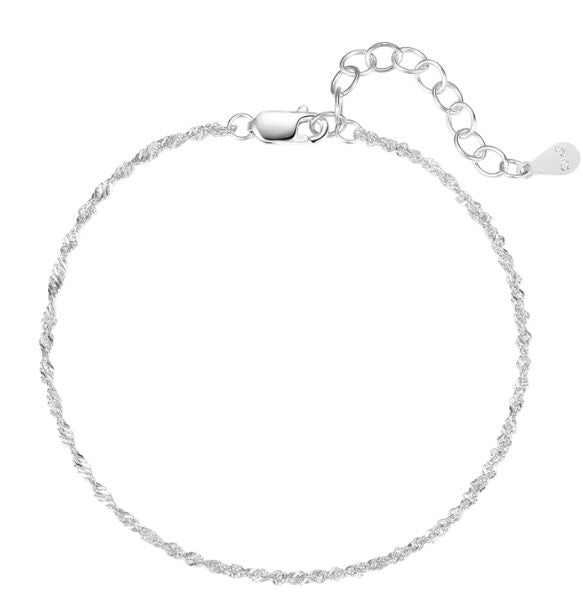 Brazalete de Cadena Fina Singapur Plata de Ley 925