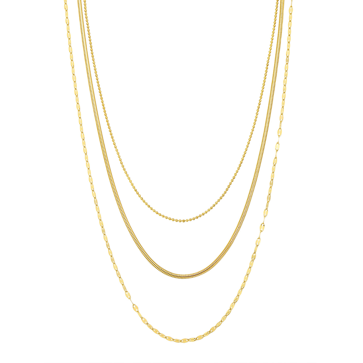 Fine Triple Layer Chain Necklace Waterproof
