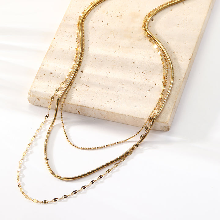 Collier à Trois Rangées Chaînes Fines Waterproof