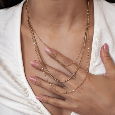 Fine Triple Layer Chain Necklace Waterproof