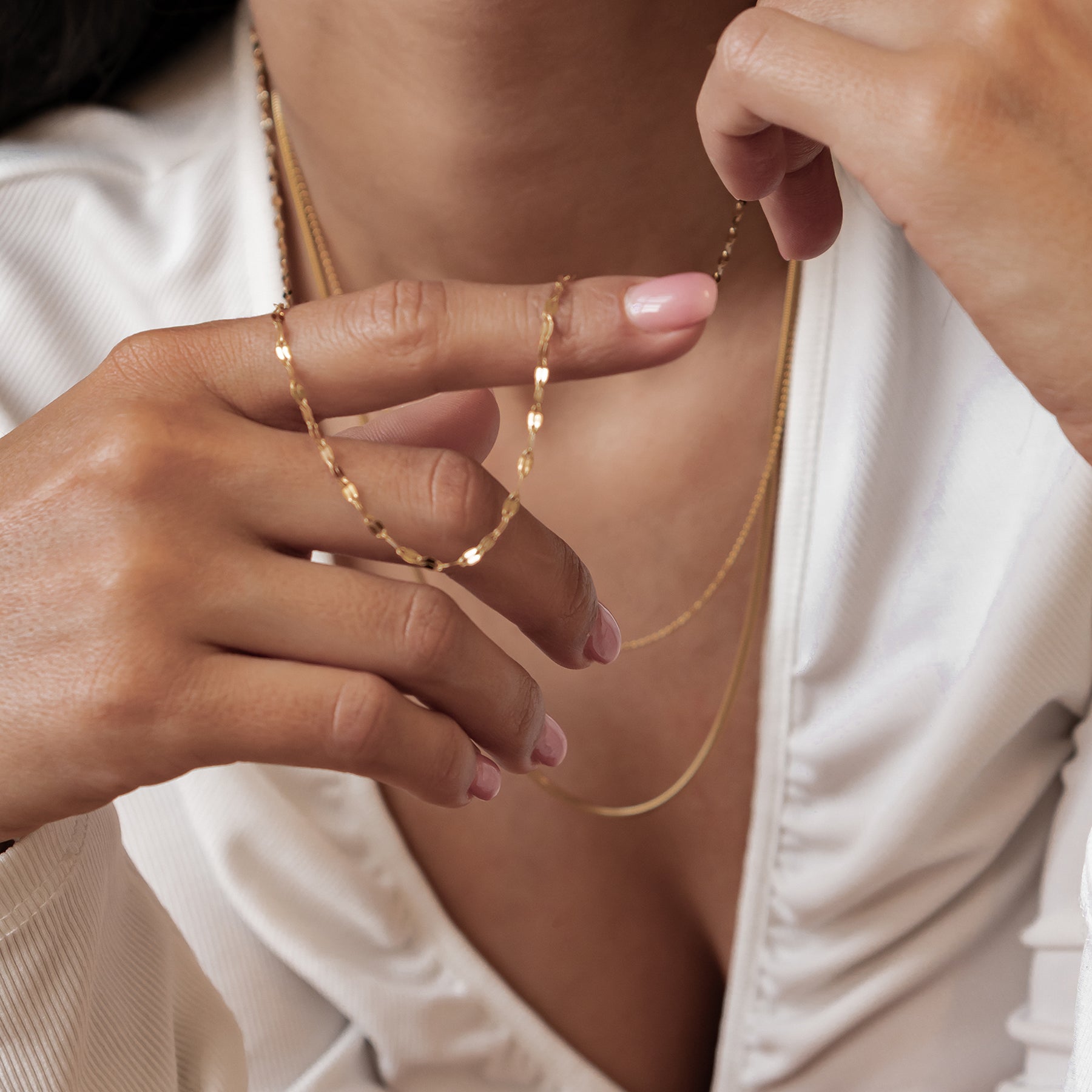 Fine Triple Layer Chain Necklace Waterproof