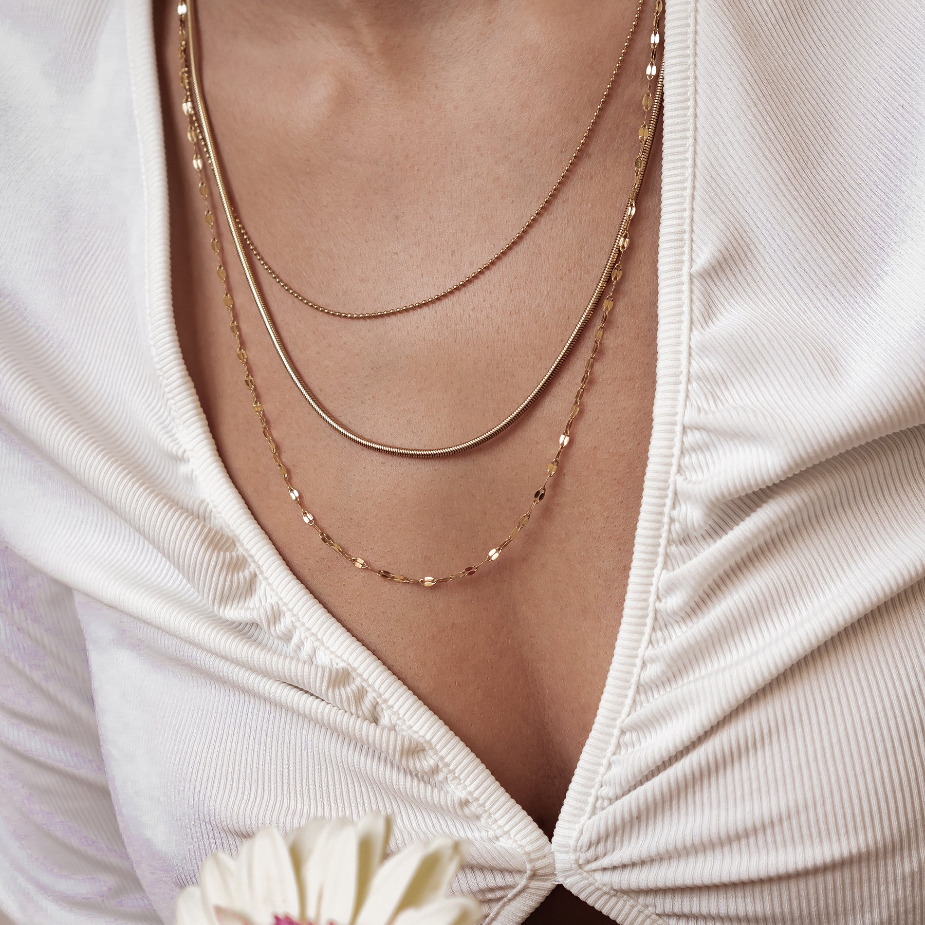 Fine Triple Layer Chain Necklace Waterproof