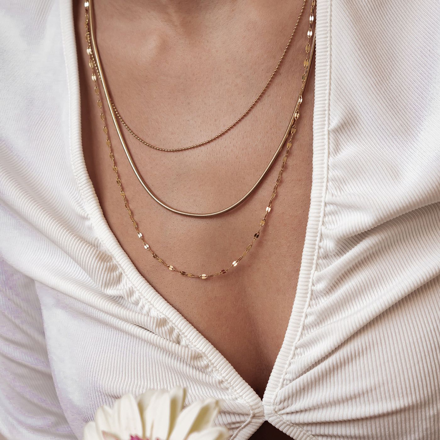Fine Triple Layer Chain Necklace Waterproof