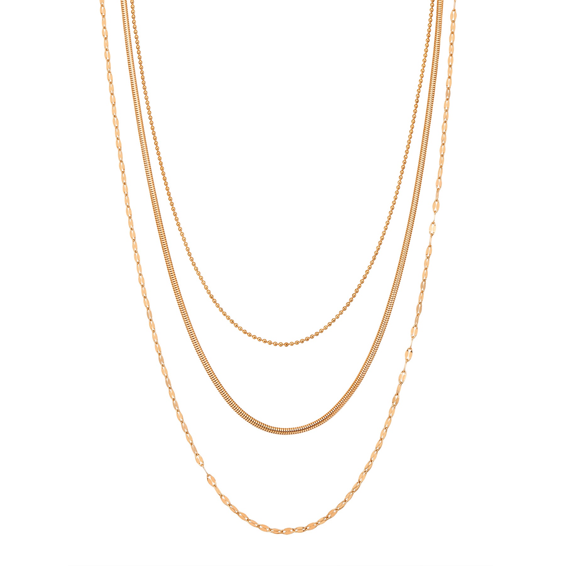 Fine Triple Layer Chain Necklace Waterproof