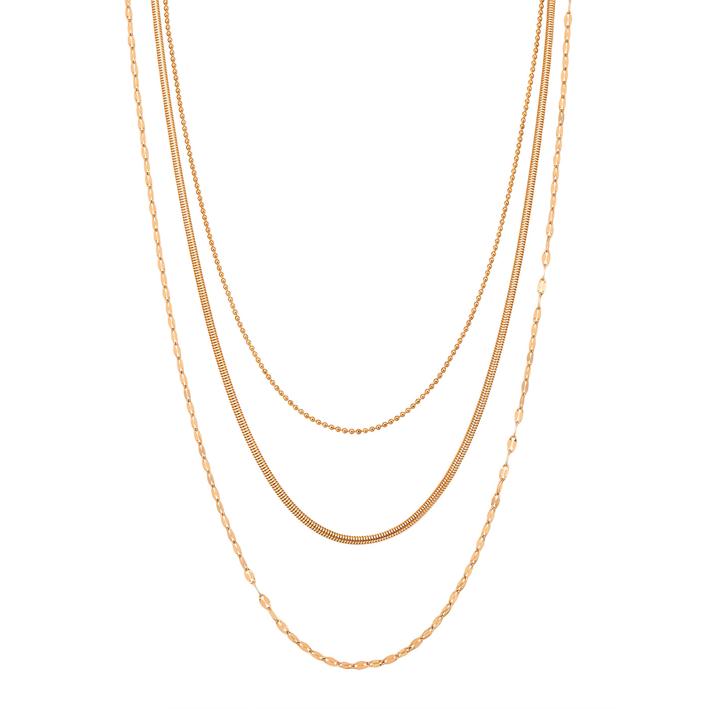 Fine Triple Layer Chain Necklace Waterproof