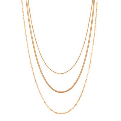 Fine Triple Layer Chain Necklace Waterproof