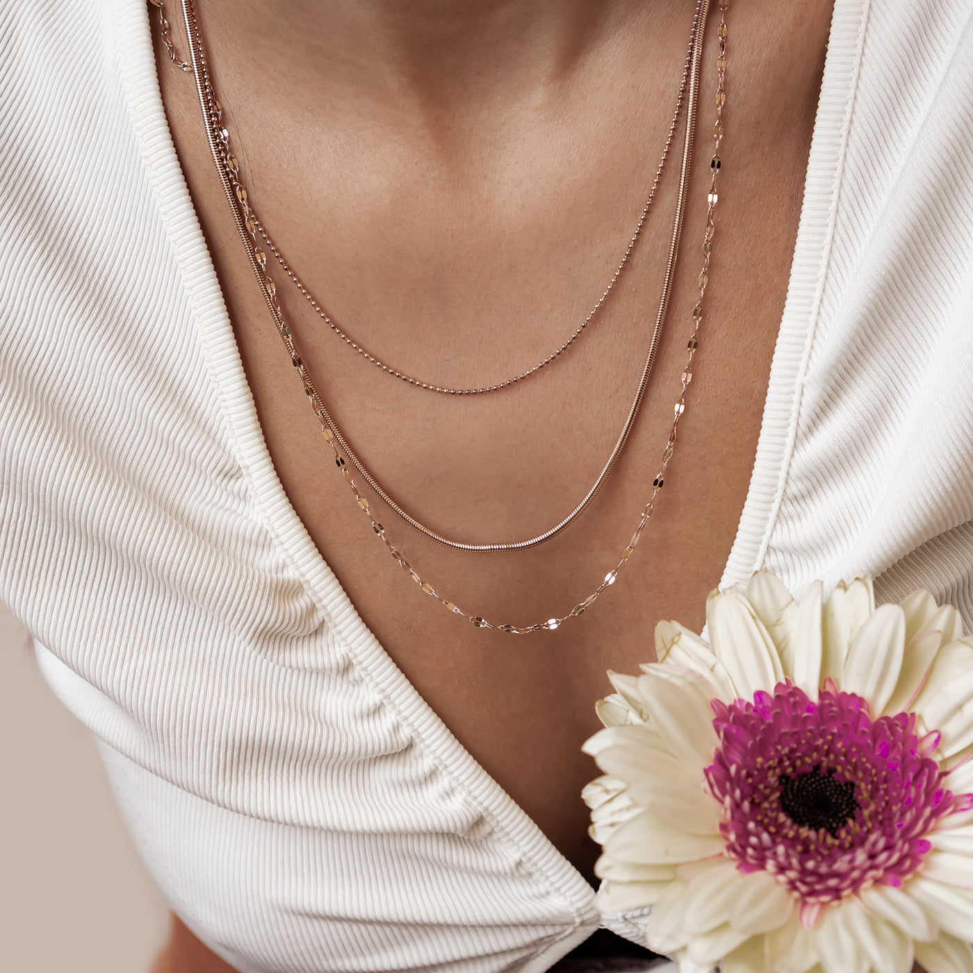 Fine Triple Layer Chain Necklace Waterproof