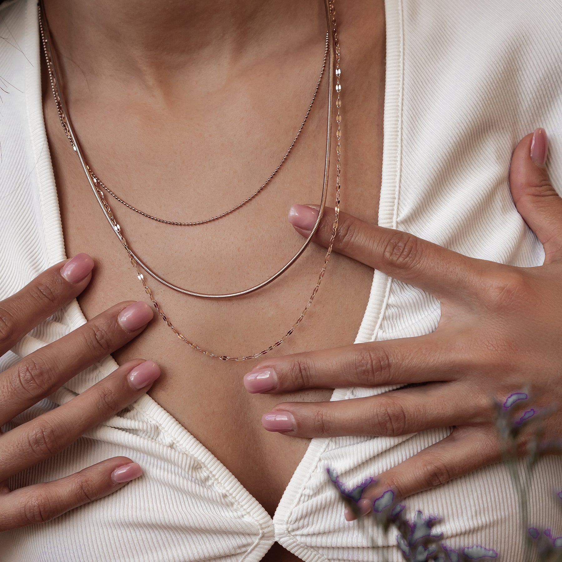 Fine Triple Layer Chain Necklace Waterproof