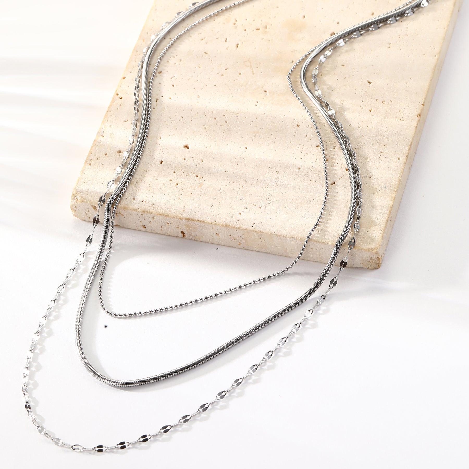 Fine Triple Layer Chain Necklace Waterproof