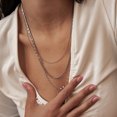 Fine Triple Layer Chain Necklace Waterproof