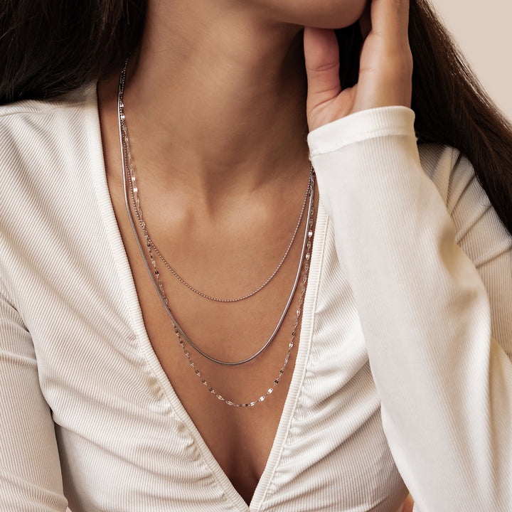 Collier à Trois Rangées Chaînes Fines Waterproof