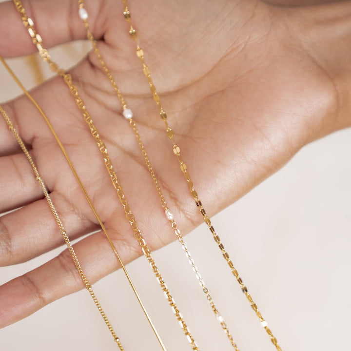 Flattened Rolo Chain Necklace Gold