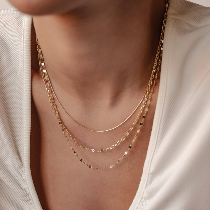 Collar de Cadena Plana Tipo Rolo Plata de Ley 925